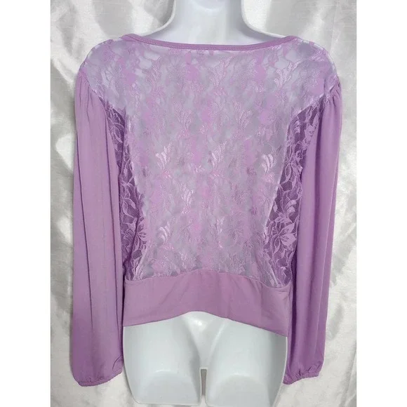 Sexy romantic VENUS Purple Top lavender Lace Floral BLOUSE - Picture 5 of 9